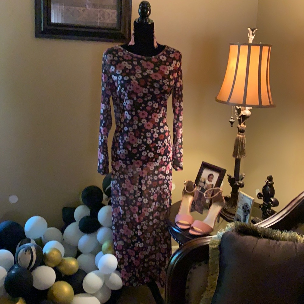 Beautiful sheer black sheer floral maxi dress.